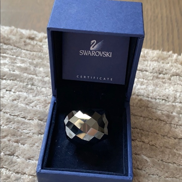Swarovski Jewelry - Swarovski cocktail black obsidian-like ring